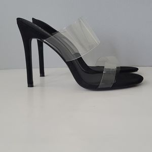 Olivia Ferguson Clear High Heel Stilletto Mules